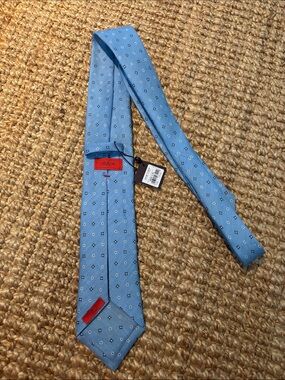 Isaia Sky Blue Silk Tie with Micro Diamond Motif